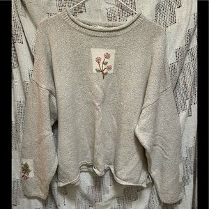 Vintage Marisa Christina flower leaf embroidered cottagecore knit sweater